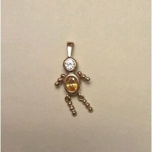 Boy Charm Sterling 925 Gold Plated November Birthstone Yellow Dangle